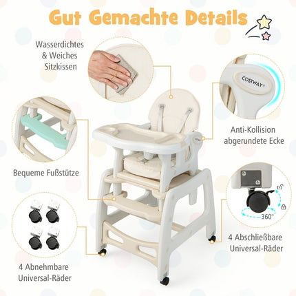 3 in 1 baby chair, high chair & dining chair & children's seating group 62 x 51 x 104 cm beige