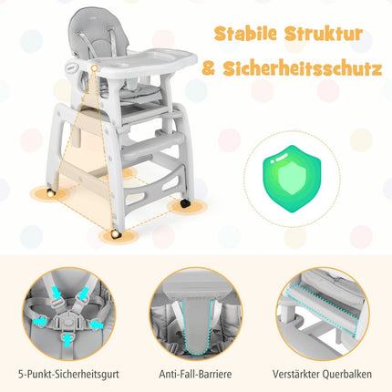 3 in 1 baby chair, high chair & dining chair & children's seating group 62 x 51 x 104 cm grey