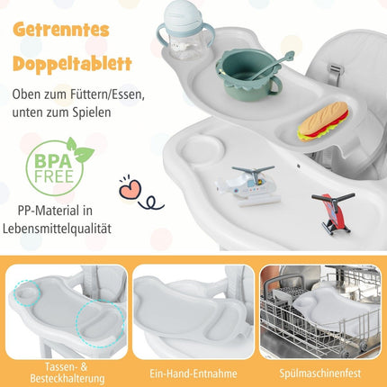 3 in 1 baby chair, high chair & dining chair & children's seating group 62 x 51 x 104 cm grey
