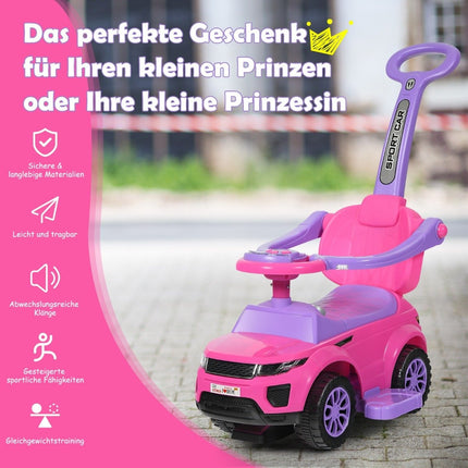 3-in-1 children's car push car with horn music light 89 x 43 x 84 cm pink