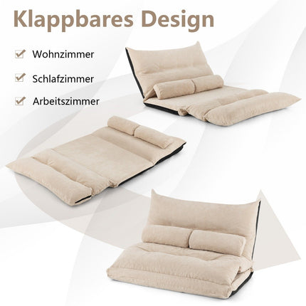 3 in 1 folding floor sofa with sleeping function & adjustable backrest beige