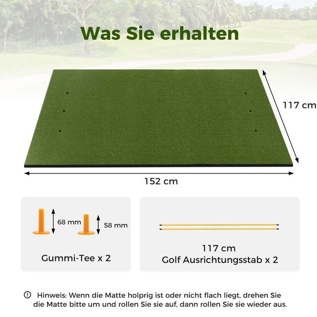 Mata golfowa 3 w 1. Wysokiej jakości mata do uderzeń ze sztuczną trawą, 152 x 117 cm.