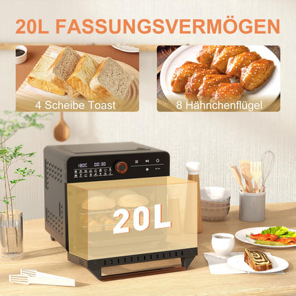 3-in-1 mini convection oven with timer, 20L capacity