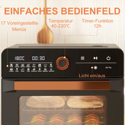 3-in-1 mini convection oven with timer, 20L capacity