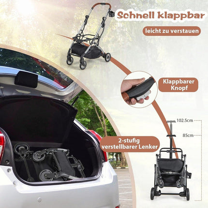 3 in 1 pet stroller up to 15 kg with waterproof cover storage basket & telescopic handle