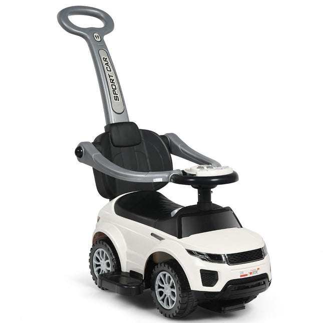 3 in 1 push car push car ride-on vehicle with removable push handle and protective bar white