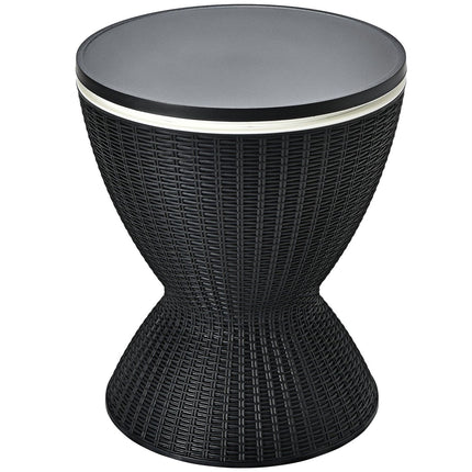3 in 1 side table 30L cool box stool garden table height adjustable ice cooler black