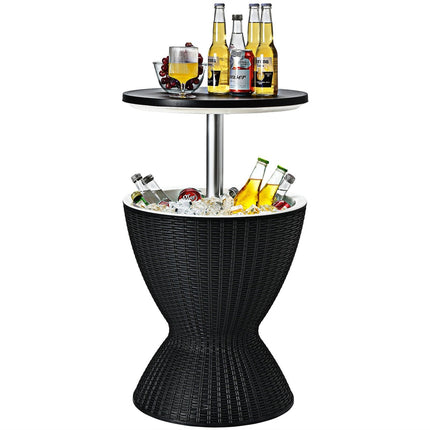 3 in 1 side table 30L cool box stool garden table height adjustable ice cooler black