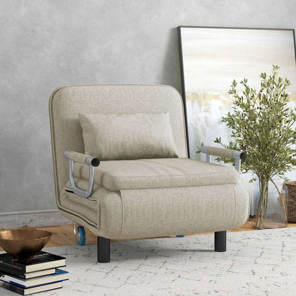 Folding sofa bed chair, 120 kg capacity, grey, adjustable backrest