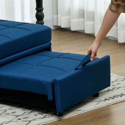 Blue Adjustable 3-in-1 sofa bed with side pocket