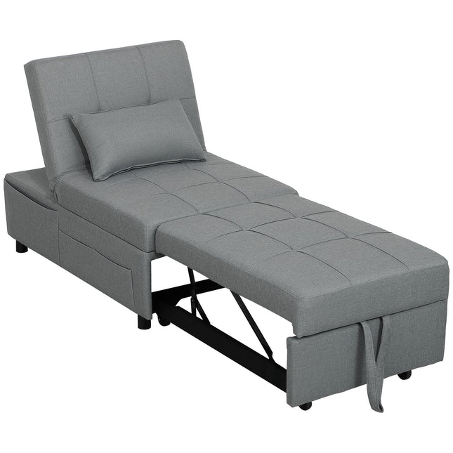 Light gray 3-in-1 sofa bed, adjustable, extendable design