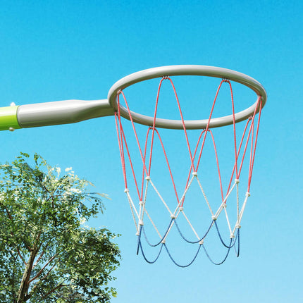 Outdoor 3-in-1 swing set with basketball hoop and goal