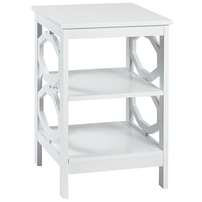 3 level bedside table OO-shaped side table with stable structure 40 x 40 x 61 cm white