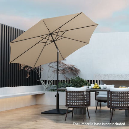 3m Patio Umbrella, 8-Rib Tilt Crank, Vented Top, Beige