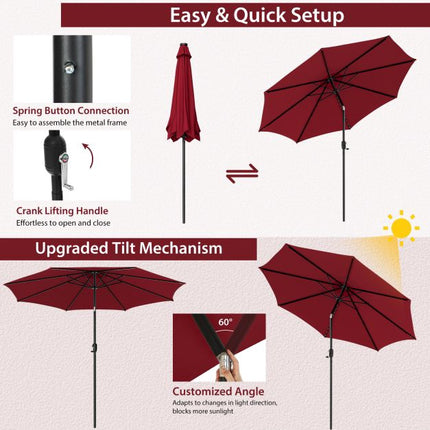 3m Patio Umbrella – Crank Handle, Push-Button Tilt, 8 Ribs