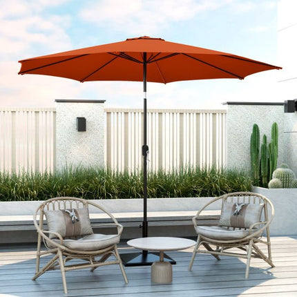 3m Patio Umbrella, Tilt Crank, 8-Rib Canopy, Orange