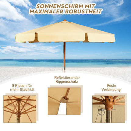 3m tilting parasol made of waterproof polyester fabric patio umbrella with UV protection beige