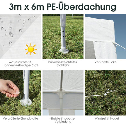 3m x 6m Party Tent Waterproof Beach Tent with Ropes White