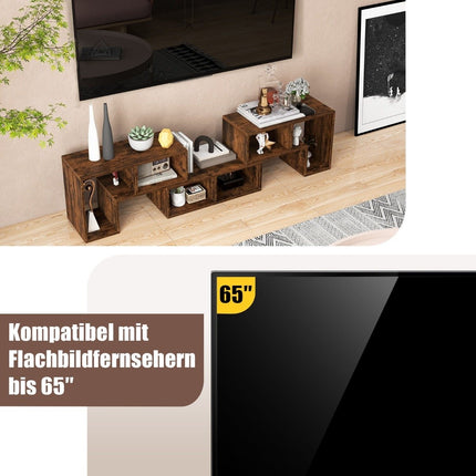 3-part wooden TV cabinet for TVs up to 65" Freely combinable TV stand brown