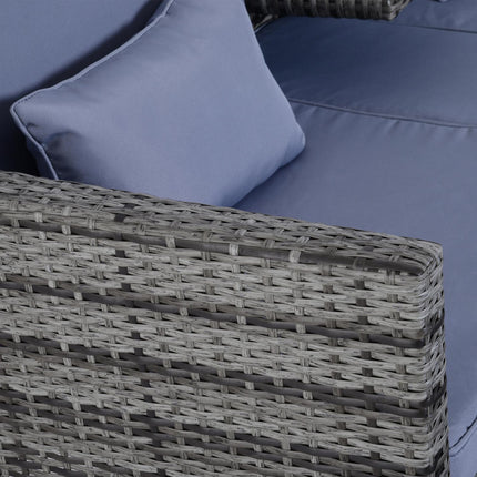 Gray poly rattan garden sofa set with cushions - 3-piece