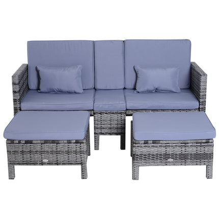 Gray poly rattan garden sofa set with cushions - 3-piece