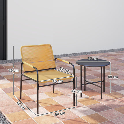 Rattan bistro set - 2 chairs & table, garden/patio, yellow