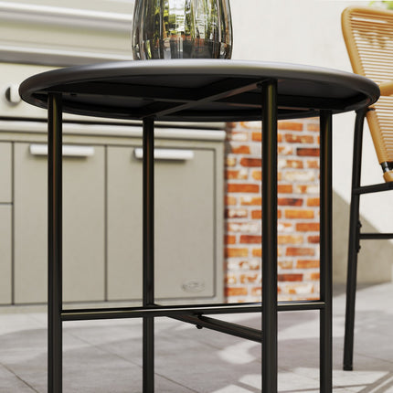 Rattan bistro set - 2 chairs & table, garden/patio, yellow