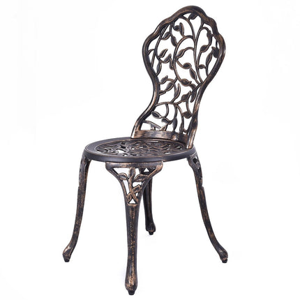 3-piece antique cast aluminum bistro set balcony set seating group garden table with 2 chairs black