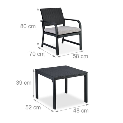 3-piece balcony furniture set in rattan look