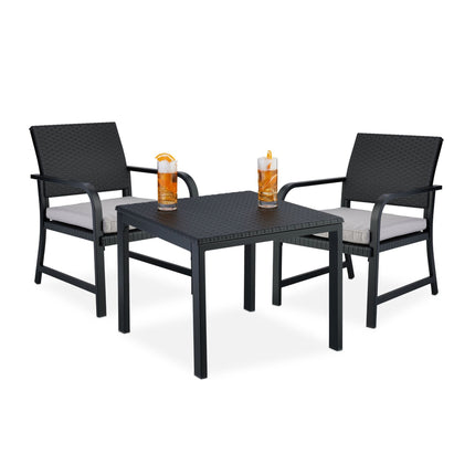 3-piece balcony furniture set in rattan look