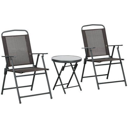 Weatherproof 3-piece metal bistro with folding table