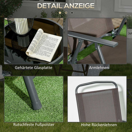 Weatherproof 3-piece metal bistro with folding table