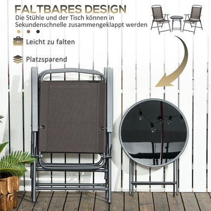 Weatherproof 3-piece metal bistro with folding table