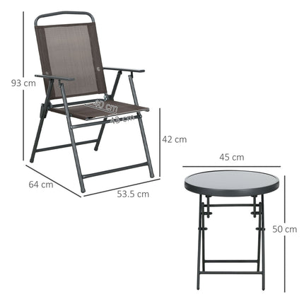 Weatherproof 3-piece metal bistro with folding table