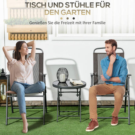 Weatherproof 3-piece metal bistro with folding table
