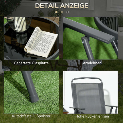 Metal 3-piece bistro set, weatherproof, folding table