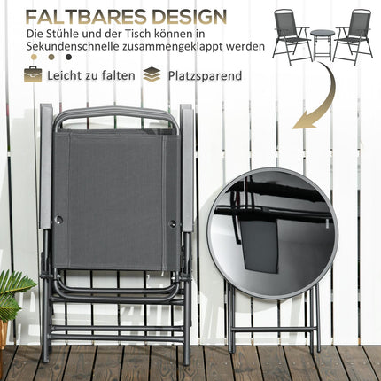Metal 3-piece bistro set, weatherproof, folding table
