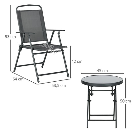 Metal 3-piece bistro set, weatherproof, folding table