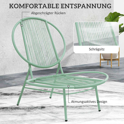 Green Steel Bistro Set - weatherproof, ergonomic chairs