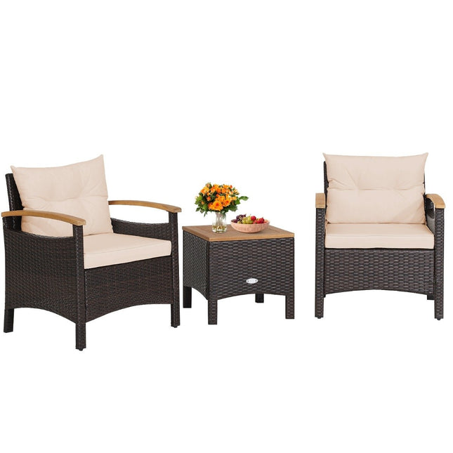 3-piece rattan garden furniture set with 2 armchairs & 1 side table rattan furniture garden set garden lounge brown