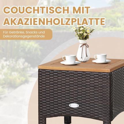 3-piece rattan garden furniture set with 2 armchairs & 1 side table rattan furniture garden set garden lounge brown