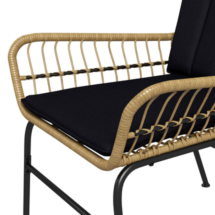 Rattan outdoor dining set - 2 chairs and table with cushions