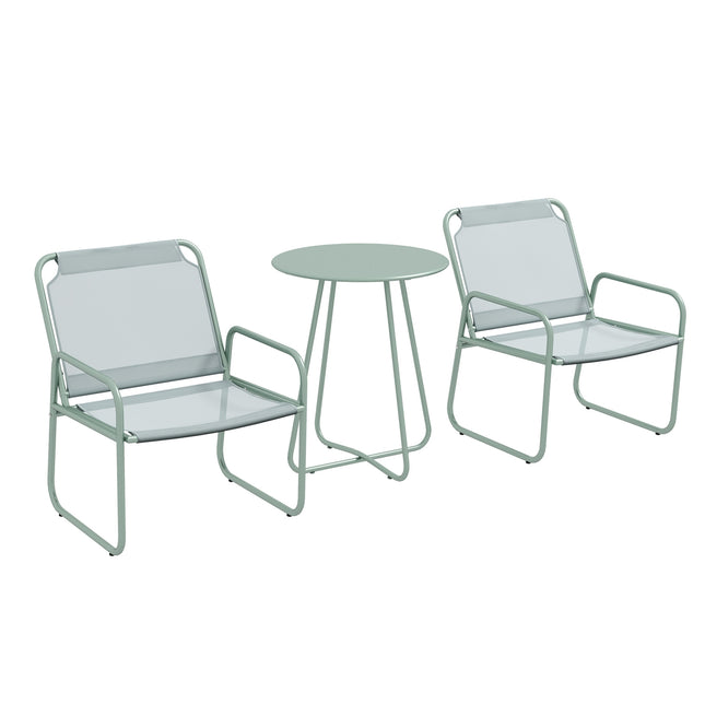 3-piece green mesh bistro set with table and chairs