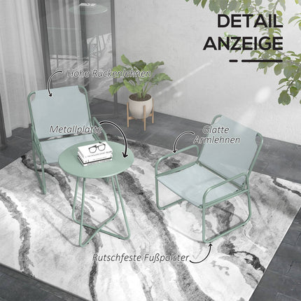 3-piece green mesh bistro set with table and chairs