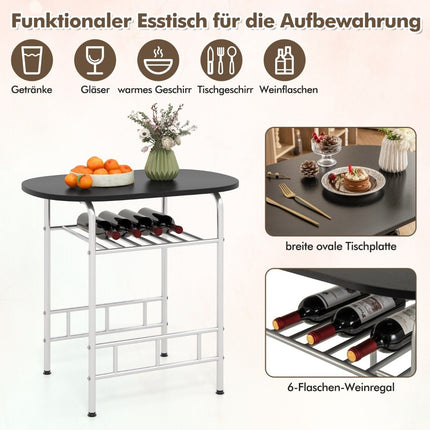 3 pieces Dining group kitchen table &amp; Chairs with wine rack Space-saving seating group Dining room group silver