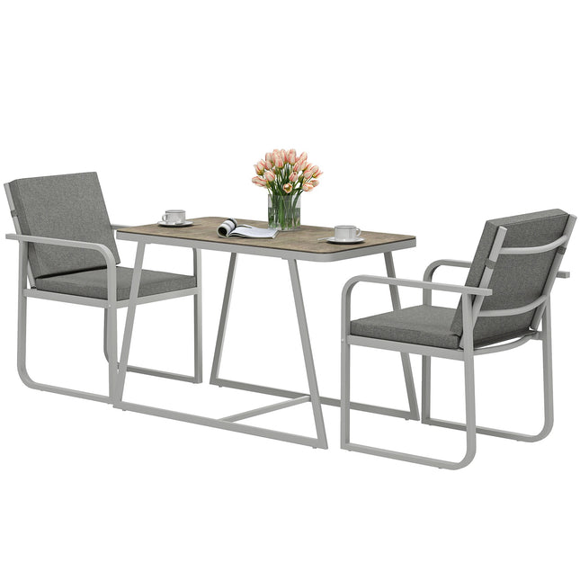 Light gray 3-piece dining room set - table and chairs for 2