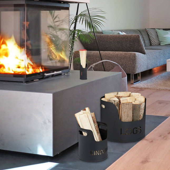 3-piece set for indoor firewood storage