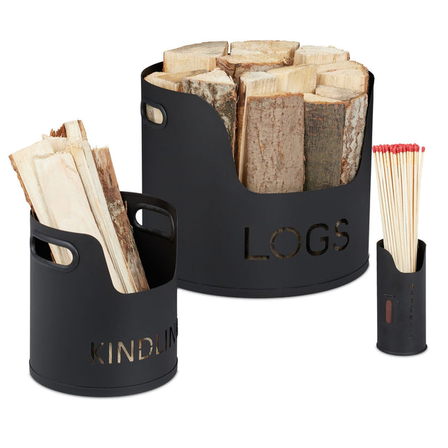 3-piece set for indoor firewood storage