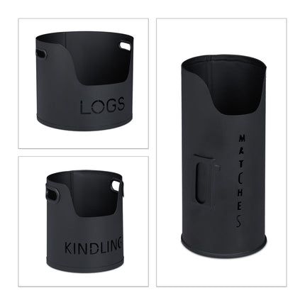 3-piece set for indoor firewood storage