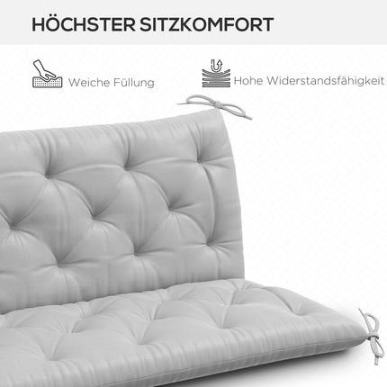 Outdoor bench cushion, 3-seater, light grey, 150x98x8 cm